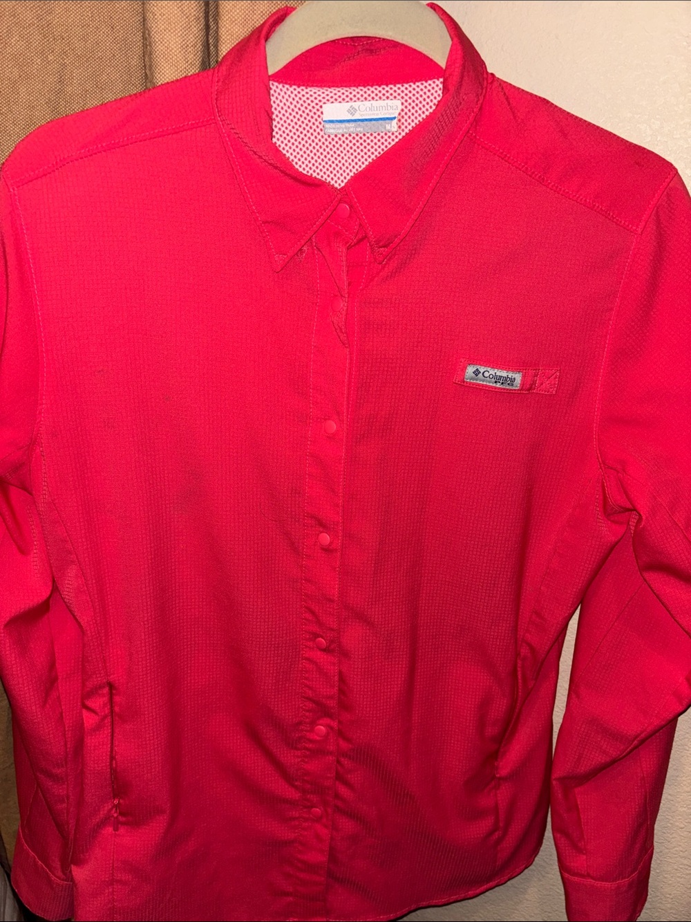 Columbia Women’s Button-Down Performance Shirt in Coral
